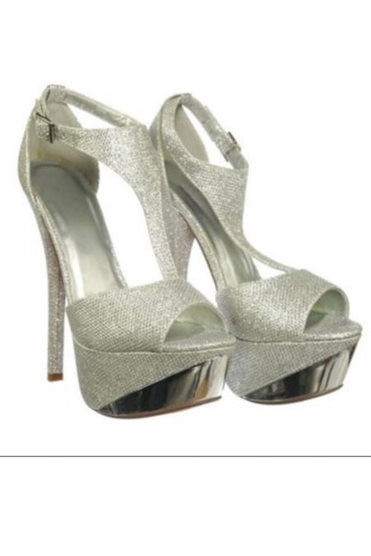 Shiny Glitter Open Toe Platform Stiletto Heels