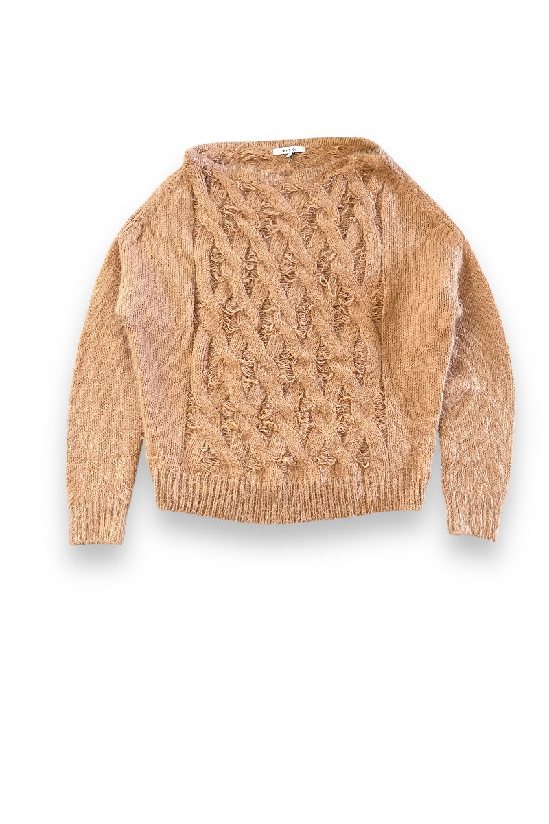 Shredded Cable Knit Sweater