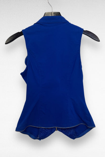 Sleeveless Zipper Biker Jacket - Blue