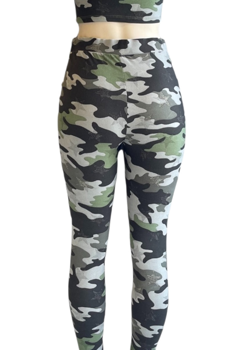 Camouflage leggings on a white background