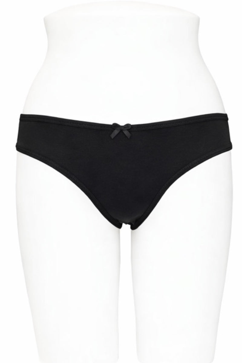 Black bikini bottom on a white mannequin