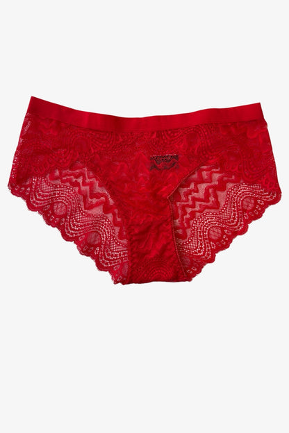 Red lace underwear on a white background