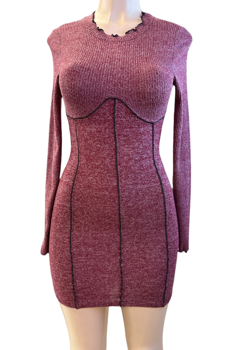 Wine dress on a mannequin against a white background