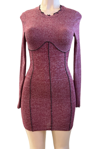 Wine dress on a mannequin against a white background