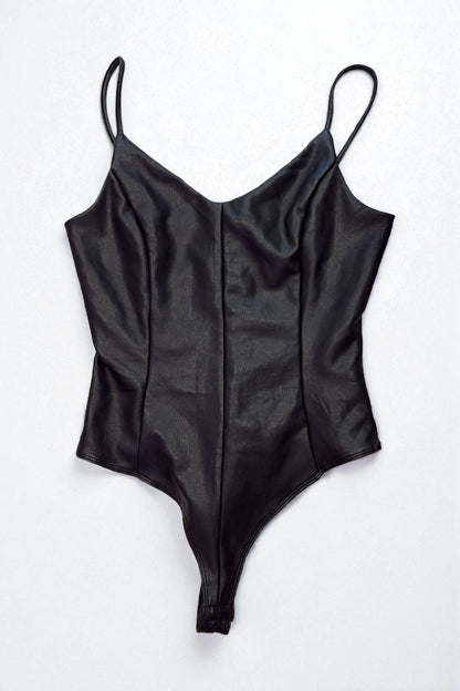 Black bodysuit on a white background