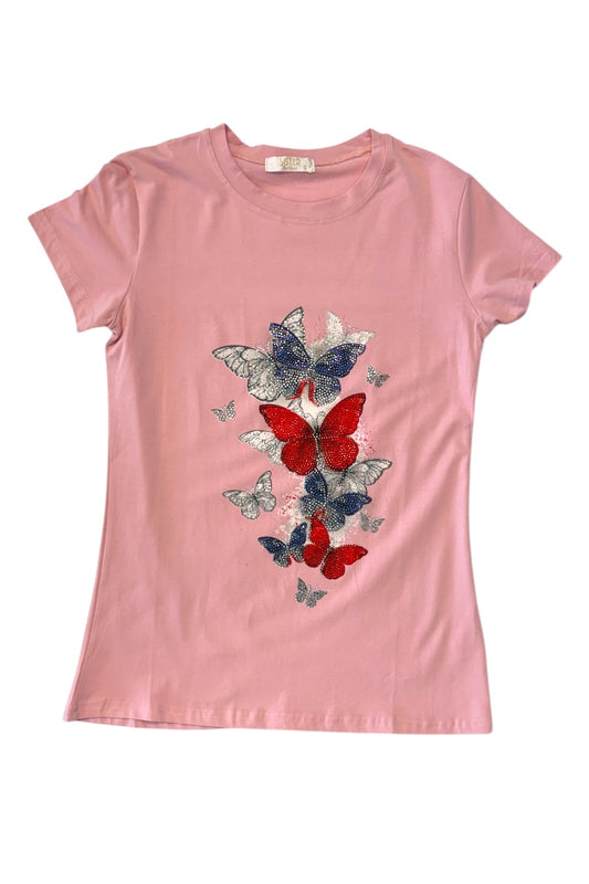 Studded Butterflies Graphic T Shirt #2749