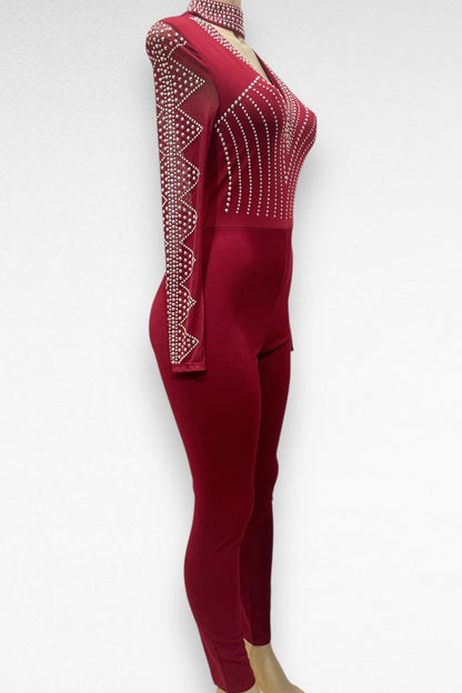 Studded Choker Neck Jumpsuit