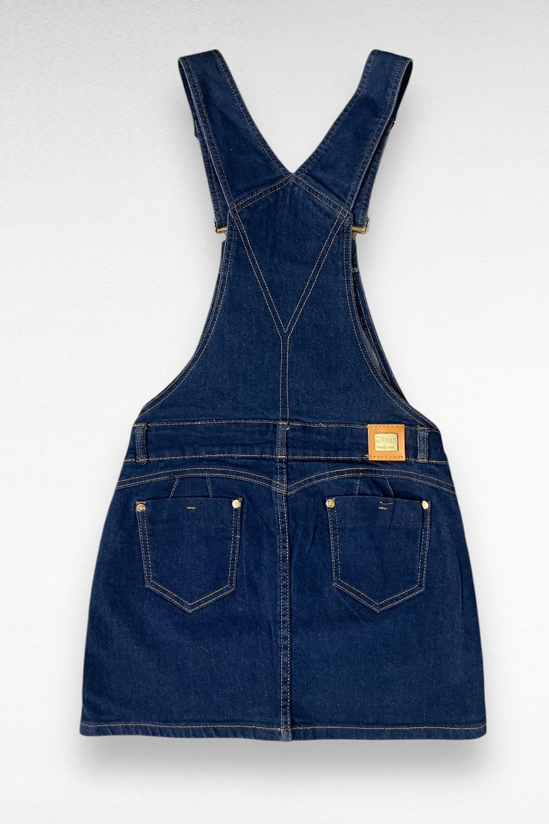 Studded Denim Bib Overall Dress