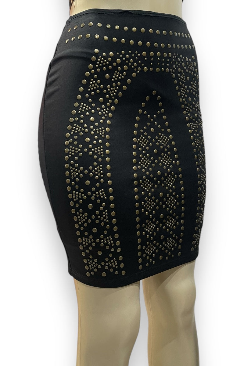 Studded High Waist Mini Skirt