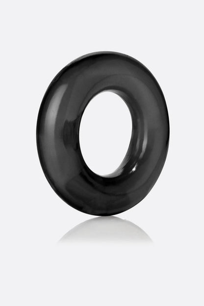 Black circular object on a white background
