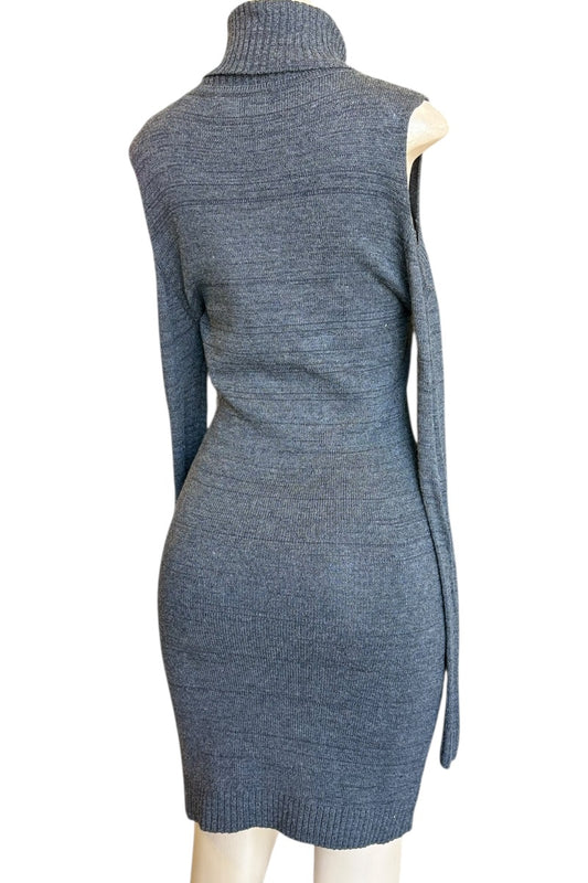 Gray knitted dress on a mannequin against a white background