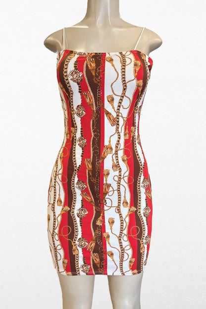 Tassels Print Bungee Strap Dress