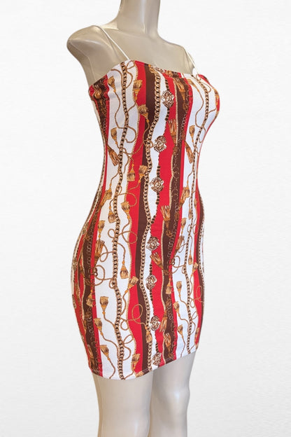 Tassels Print Bungee Strap Dress