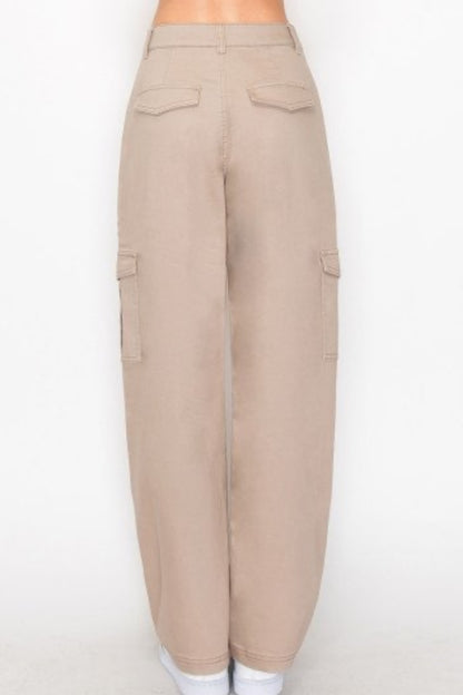Twill Wide Leg Cargo Pants