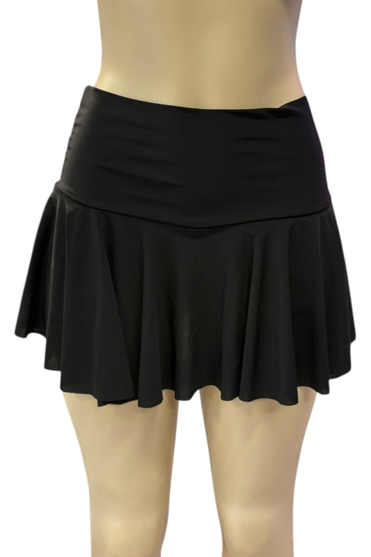 Black skirt on a mannequin with a white background