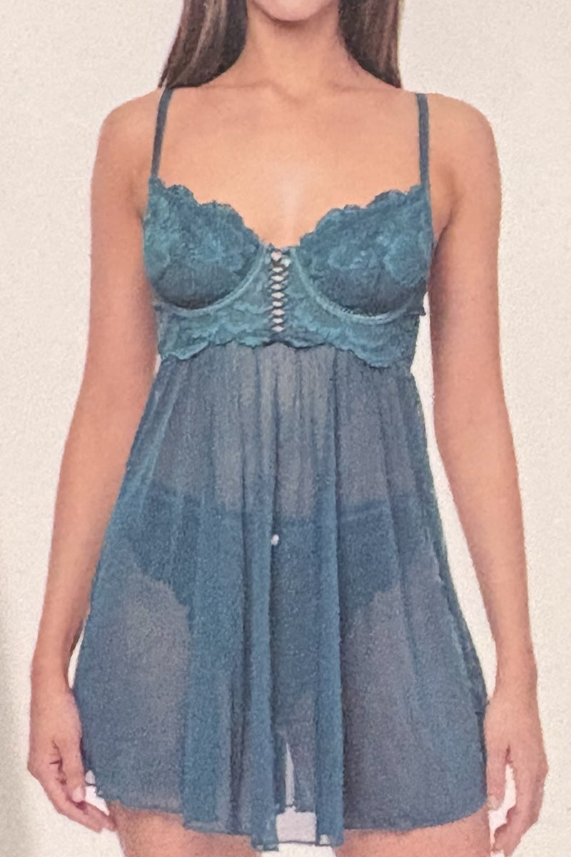 Underwire Bust Lace and Mesh Babydoll
