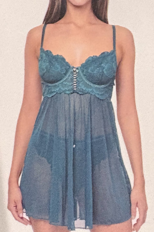 Underwire Bust Lace and Mesh Babydoll