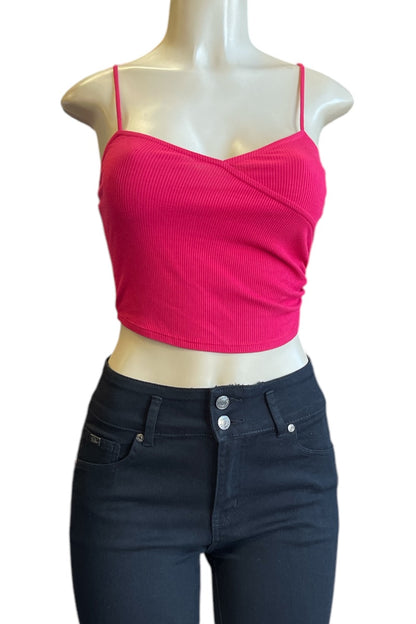 V Neck Ribbed Cropped Cami