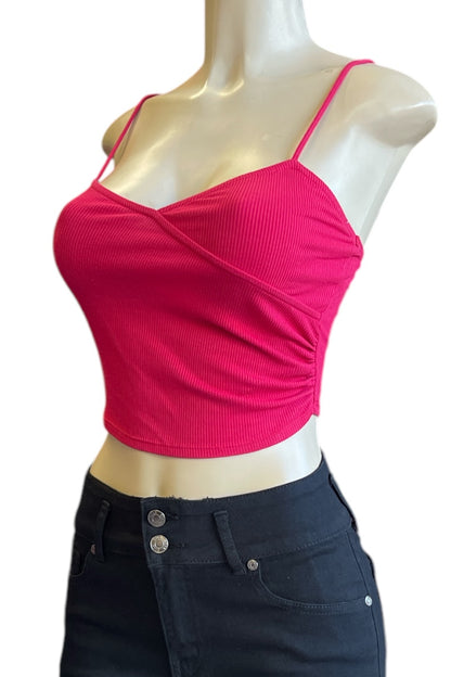 V Neck Ribbed Cropped Cami