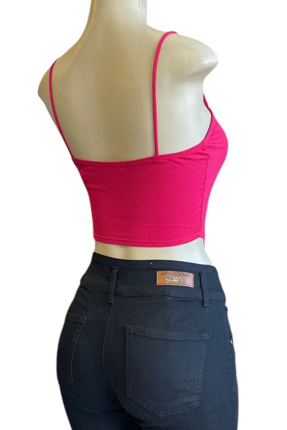 V Neck Ribbed Cropped Cami