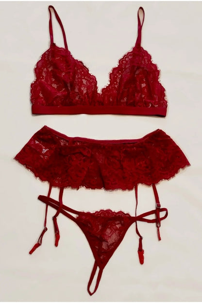 Valentine 3 Piece Lace Garter Set