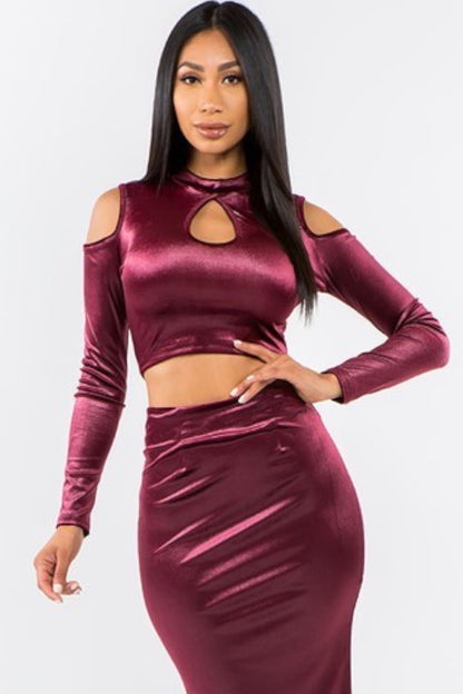 Velvet Cold Shoulder Top