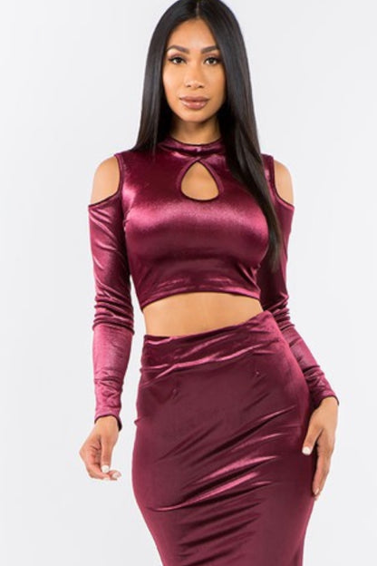 Velvet Cold Shoulder Top