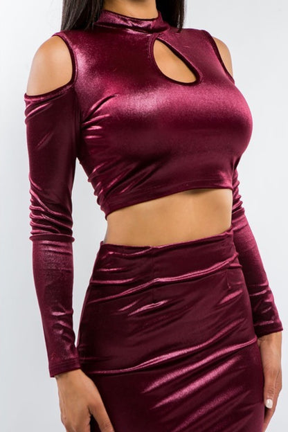 Velvet Cold Shoulder Top