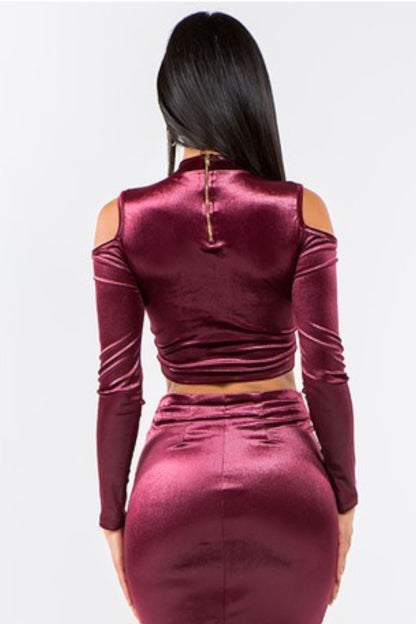 Velvet Cold Shoulder Top