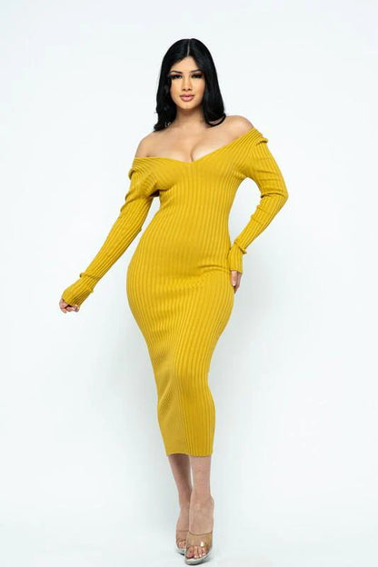 Versatile Long Sleeve Rib Maxi Dress