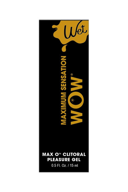 Wet Maximum Sensation WOW packaging for max O' Clitoral Pleasure Gel on a white background