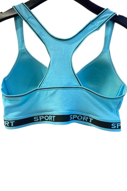 Wireless Cotton Sports Bra - Blue