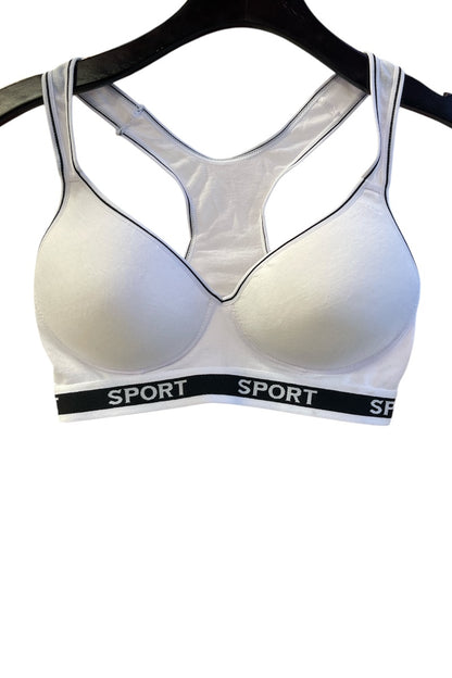 Wireless Cotton Sports Bra - White