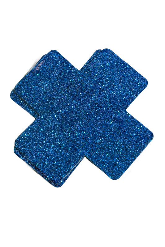 X Glitter Pasties Nipple Covers - BLUE