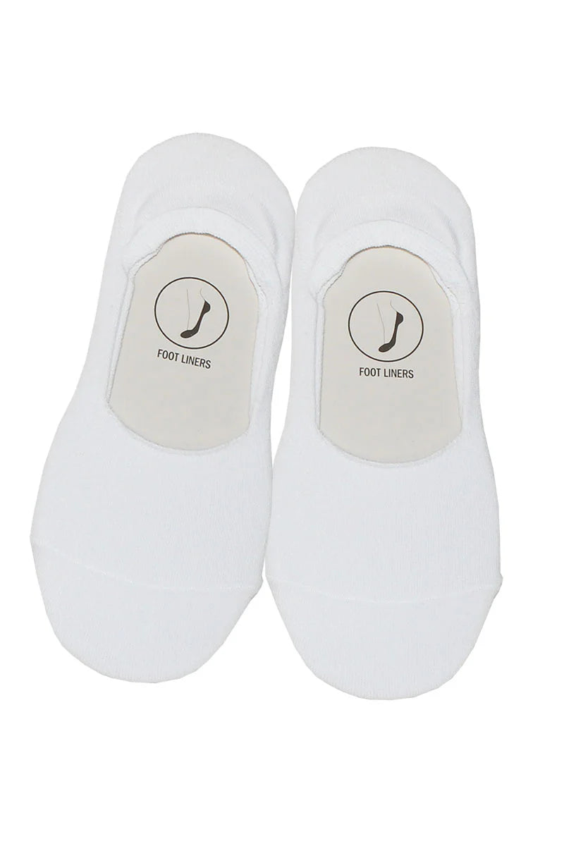Two pairs of white foot liners on a white background