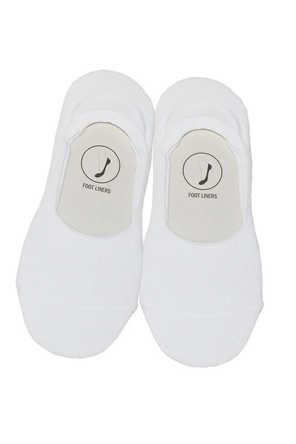 Two pairs of white foot liners on a white background