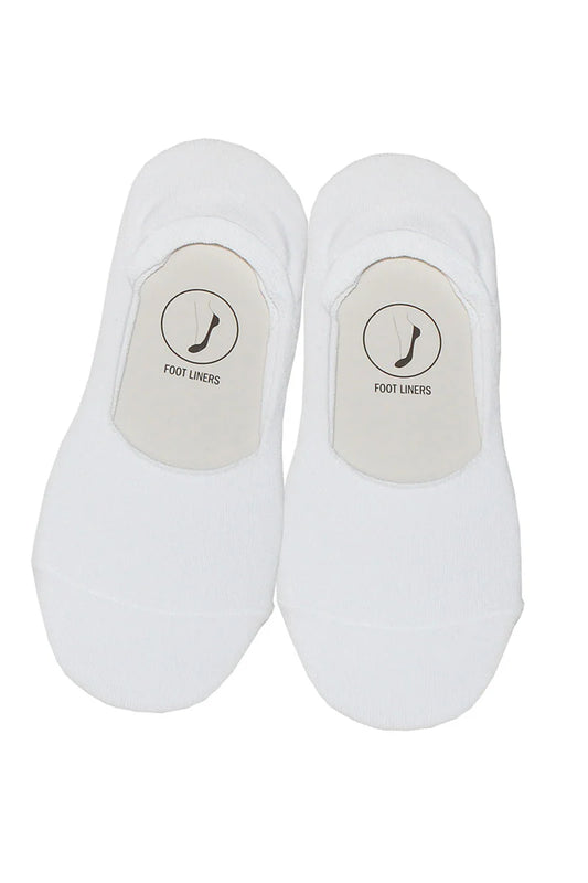 Two pairs of white foot liners on a white background