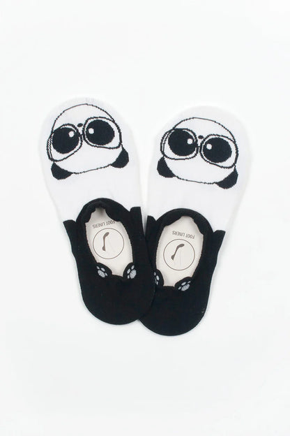 Pair of socks with panda design on a white background