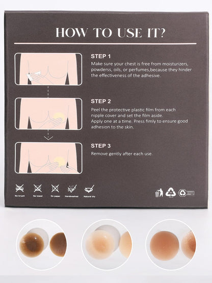 Instructions on how to use nipple covers with illustrations and text.