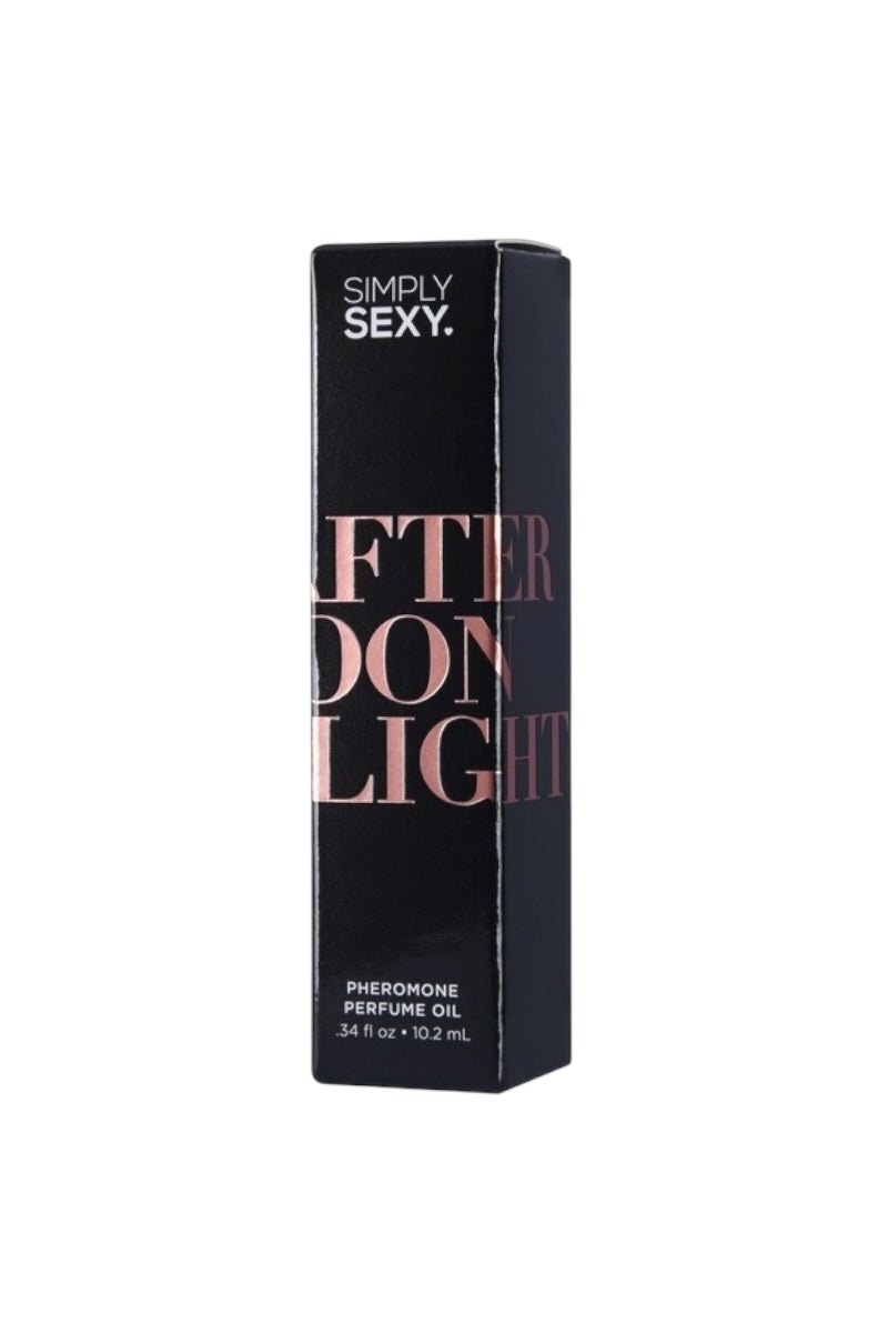 Black box of 'Simply Sexy Afternoon deLight' perfume oil on a white background