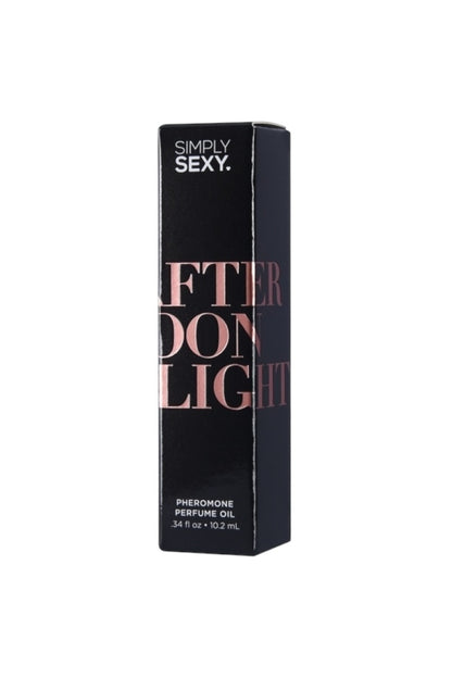 Black box of 'Simply Sexy Afternoon deLight' perfume oil on a white background