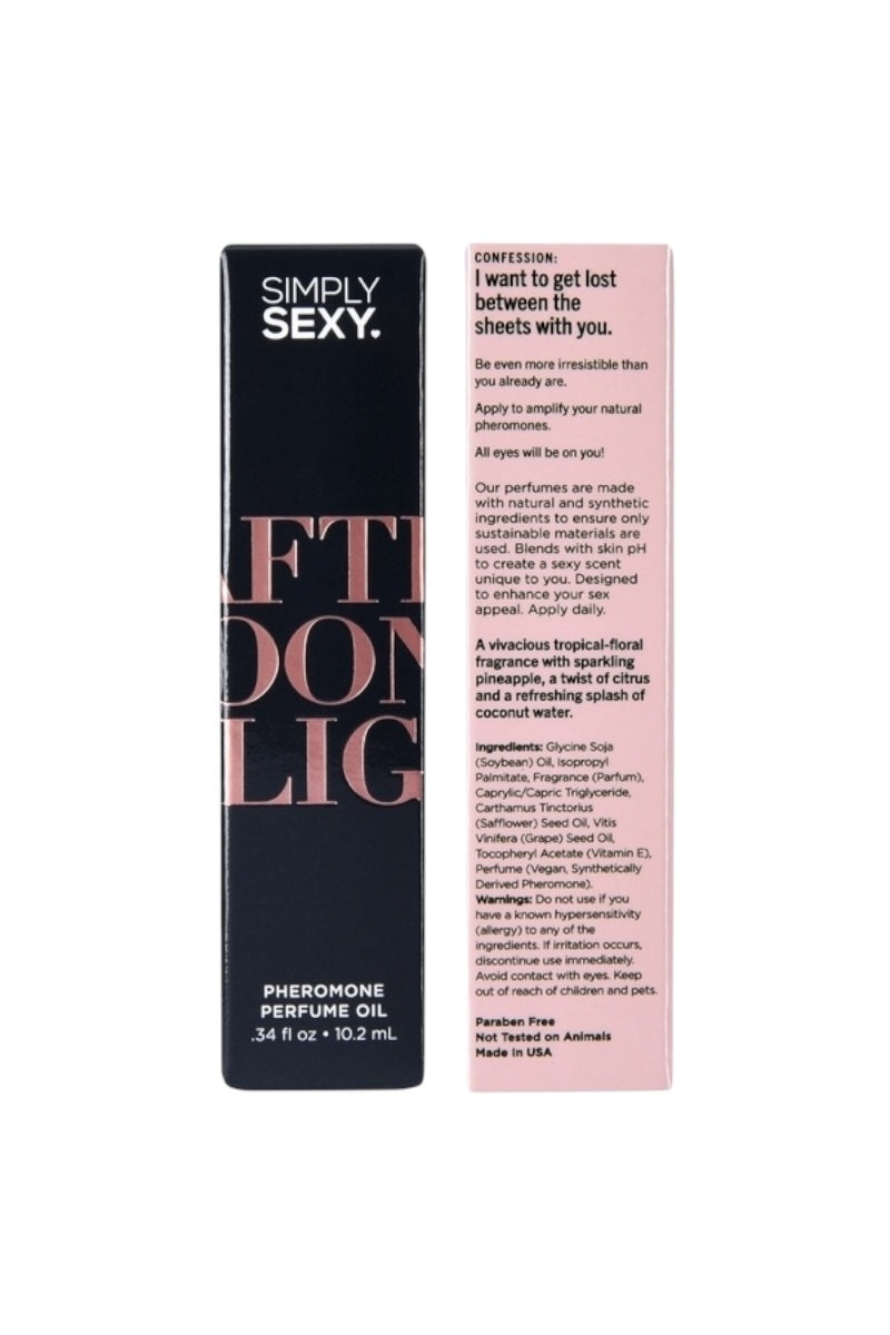 Simply Sexypheromone perfume oil packaging on a white background