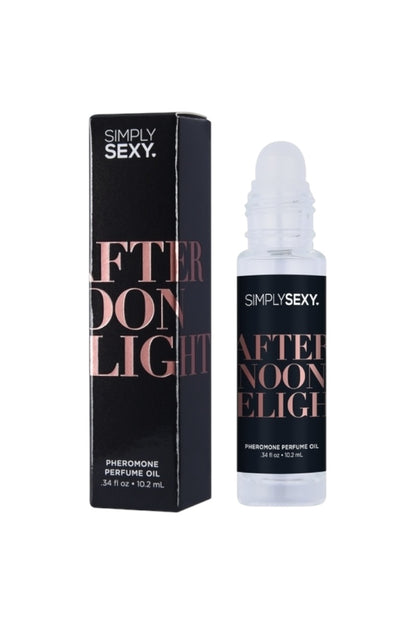 Simply Sexy Afternoon delight perfume oil packaging on a white background