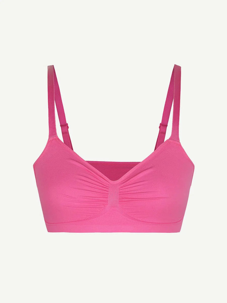 Pink fuchsia bralette on a light pink background