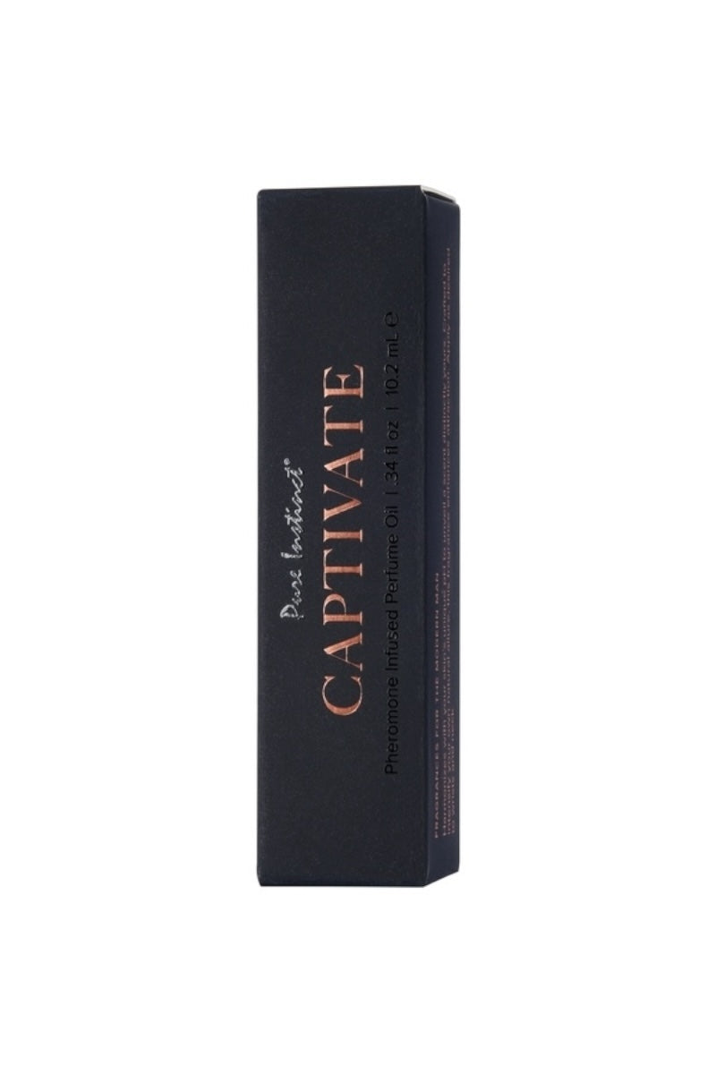 Black box with 'Captivate' branding on a white background