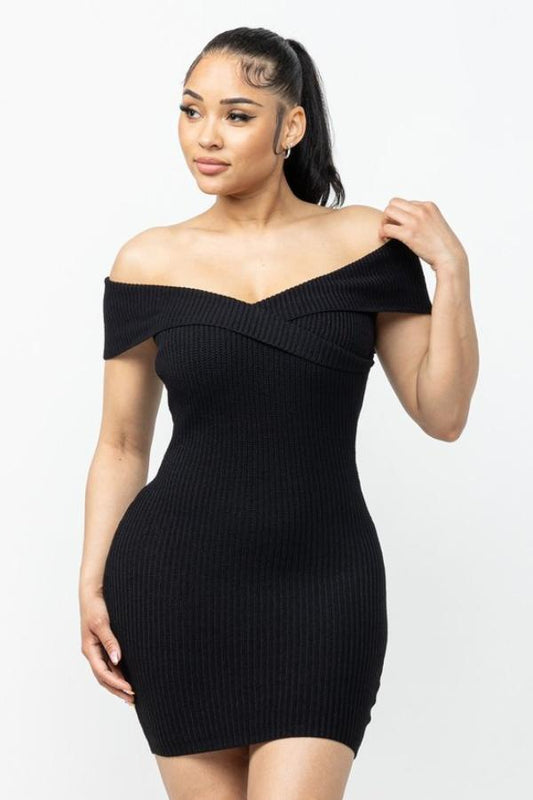 Cross Off Shoulder Mini Dress