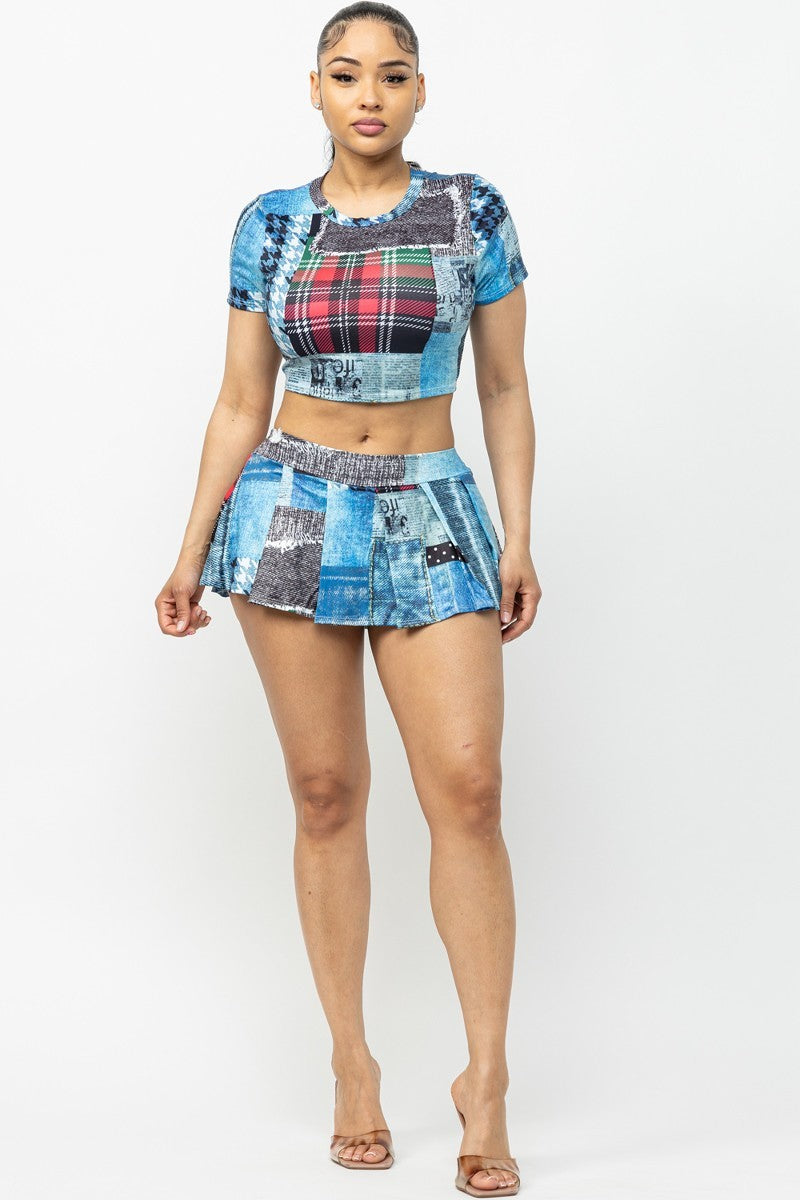 Print Tee and Skort Set