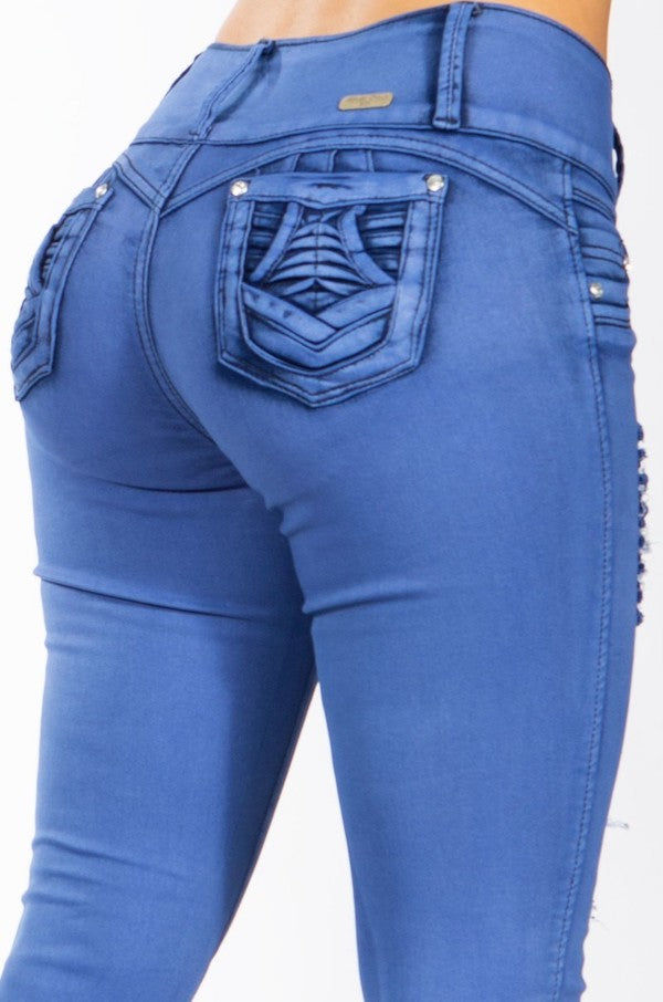 Ripped Blue Wave Push Up Jeans
