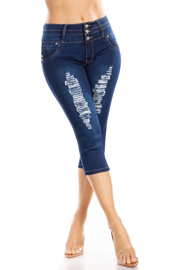 Torn hot sale capri jeans