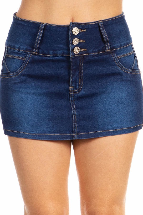 Studded Denim Skort